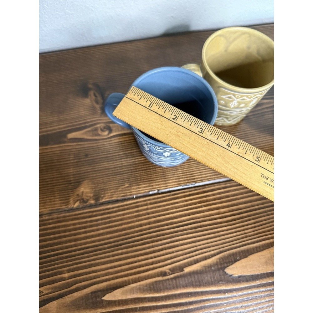Vintage Pottery Barn Very Rare Cup Coffee Mug Vintage Set 3 Aztec Leaves - Picture 7 of 9